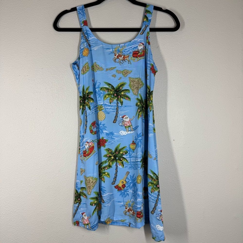 Vintage Bishop St Santa Christmas in Hawaii Tropical Vacation Mini Dress Size 12